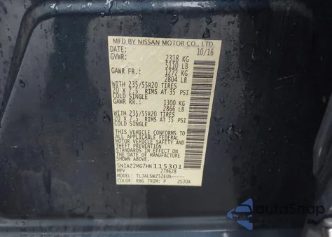 2017 Nissan Murano Platinum from USA, damaged, VIN 5N1AZ2MG7HN115301